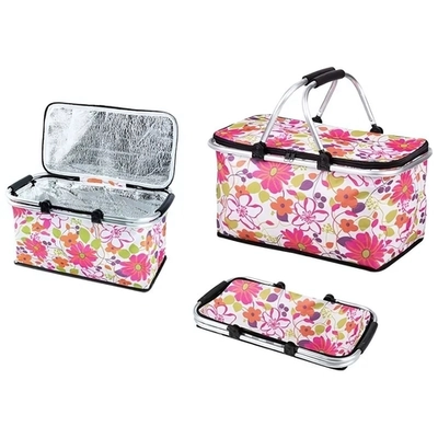 Термосумка складная с алюминиевым каркасом CB-7046-1 с принтом цветы