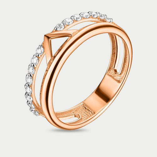 Кольцо женское из розового золота 585 пробы с фианитами (арт. 026781-1102)