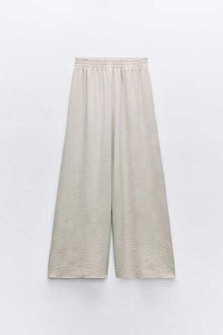 ZARA ШИРОКИЕ БРЮКИ ИЗ СТРУЯЩЕЙСЯ ТКАНИ, БЕЖЕВЫЙ