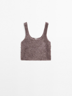 Massimo Dutti Топ из пряжи букле, коричневатый