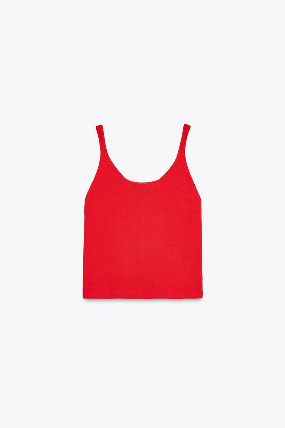 ZARA ОДНОТОННЫЙ ТОП С БРЕТЕЛЯМИ, КРАСНЫЙ