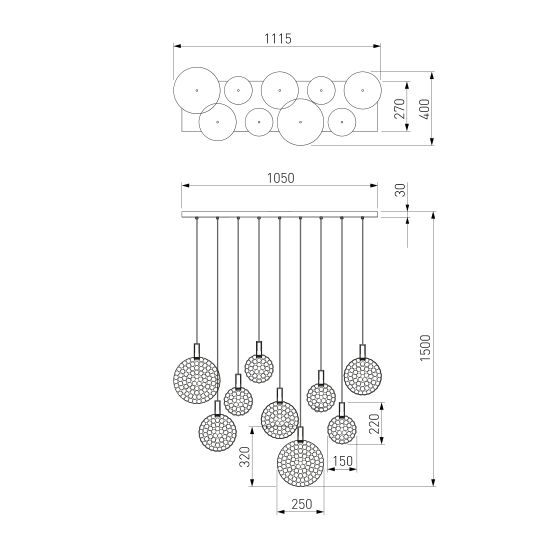 90353/9 / подвесной светильник / хром