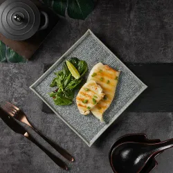 Тарелка 20*20 см h1,1 см квадратная глазурь Glossy Stone Untouched Taiga P.L. Proff Cuisine [1]