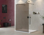 Душевая перегородка Cezares Liberta 120 LIBERTA-L-2-120-120-BR-NERO профиль Черный матовый стекло бронзовое