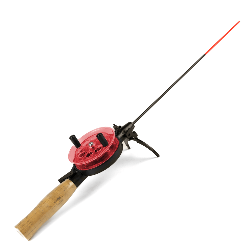 Удочка зимняя Три Кита Техно d-75, с пробковой ручкой (хлыст стекловолокно), Красная
