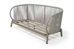 "Прато" диван двухместный из искусственного ротанга, цвет светло-серый, каркас под дерево (холодно-бежевый)