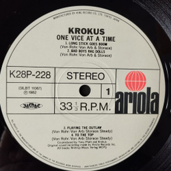 Винтажная виниловая пластинка LP Krokus One Vice At A Time (Japan 1982) (No Obi) Bad Boys Rag Dolls