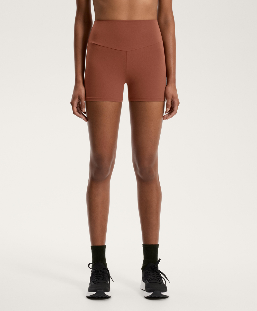 OYSHO Облегающие шорты Comfortlux с высокой посадкой длиной 10 см, терракотовый