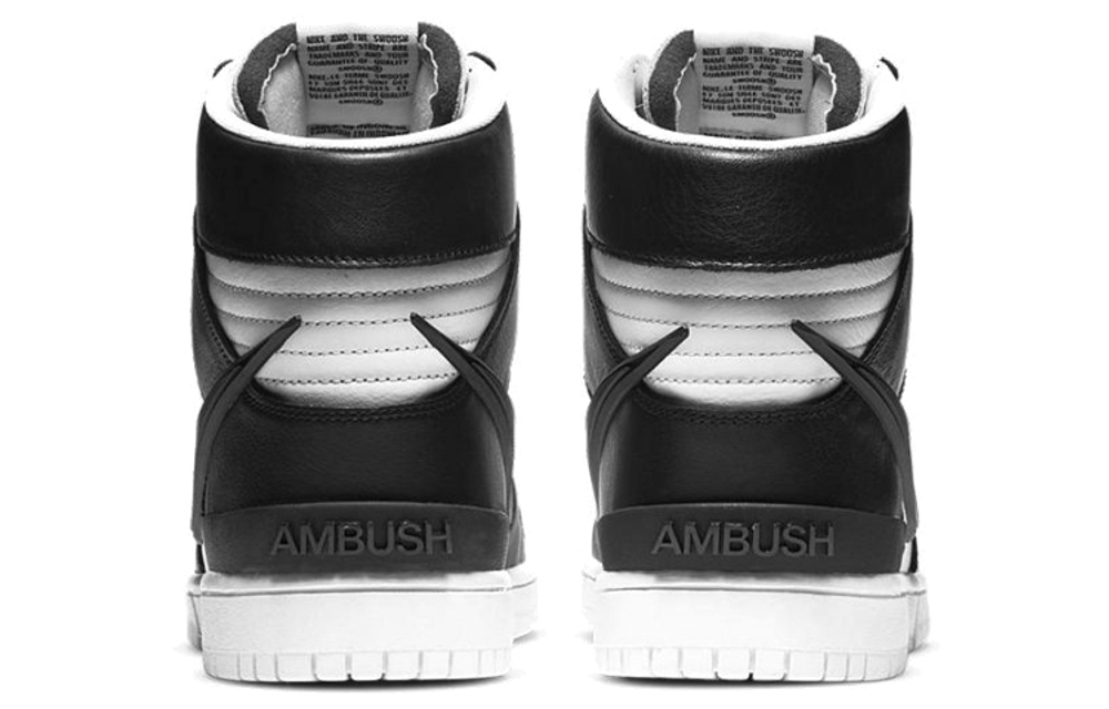 AMBUSH x Nike Dunk Black non-slip wear-resistant high-top sneakers for men and women in the same black and white