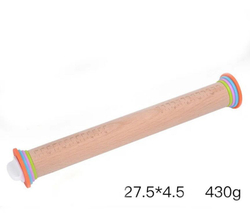 Деревянная скалка с регулировкой толщины теста 28 см