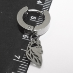 Серьга кольцо с подвеской "ВОЛК" (13х7мм) для пирсинга уха. Медицинская сталь. Цена за одну штуку!