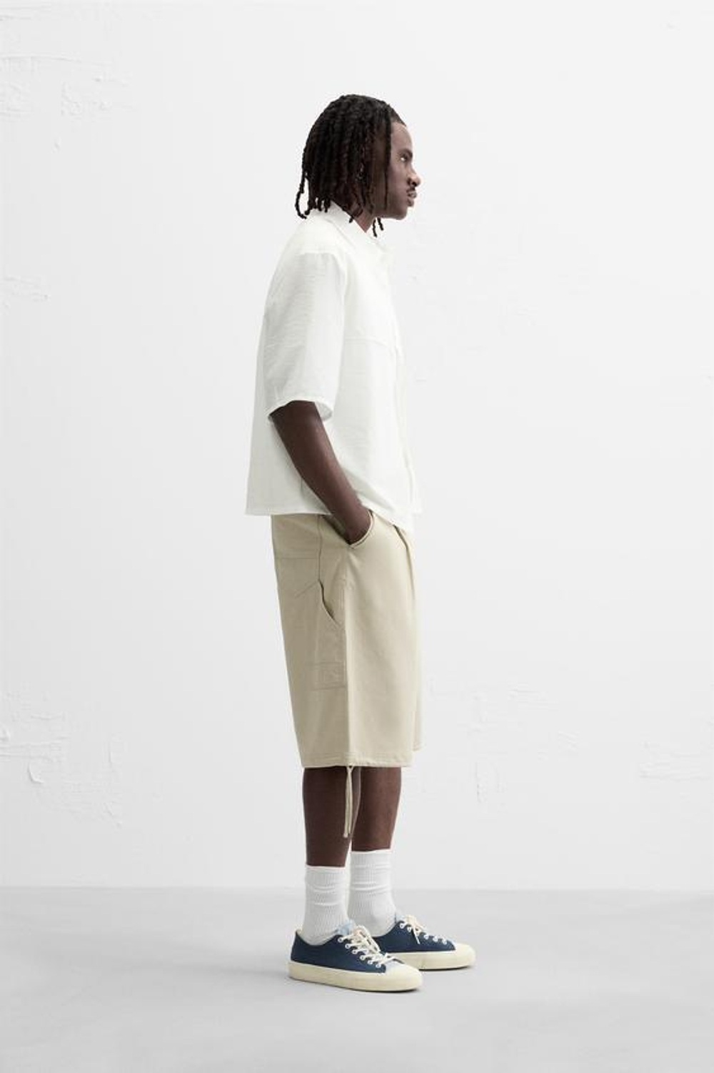 ZARA РУБАШКА ИЗ ЖАТОЙ ТКАНИ, ЖЕЛТОВАТО-БЕЛЫЙ