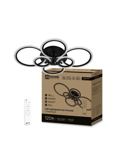 Светильник светодиодный ELEGANT BLISS-B-BG 120Вт 3000-6500К 8400лм 230В 780х550х130мм с пультом ДУ черн. IN HOME 4690612051857