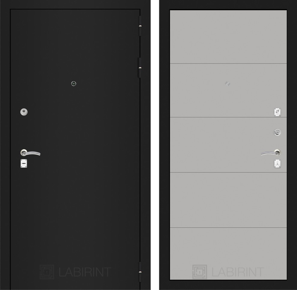 Входная металлическая дверь Лабиринт Classic (Классик) шагрень черная 13 - Серый Софт