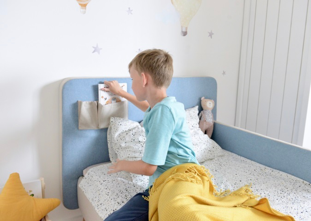 Кровать подростковая Soft (бежевый/голубой) 90*200 см