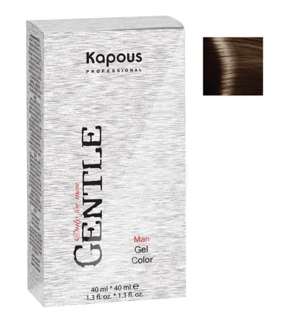 Kapous Professional Gentlemen Гель-краска для волос, без аммония, тон №6, Светло-коричневый  + Эмульсия проявляющая, 3%, кремообразная, 40/40 мл