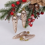 Ёлочные игрушки «Сосулька спиралька» 8,5см (набор 4шт), шампань