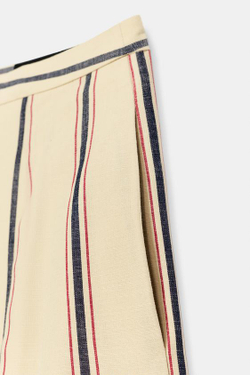 ZARA БРЮКИ В ПОЛОСКУ СО СКЛАДКАМИ — ZW COLLECTION, БЕЖЕВЫЙ