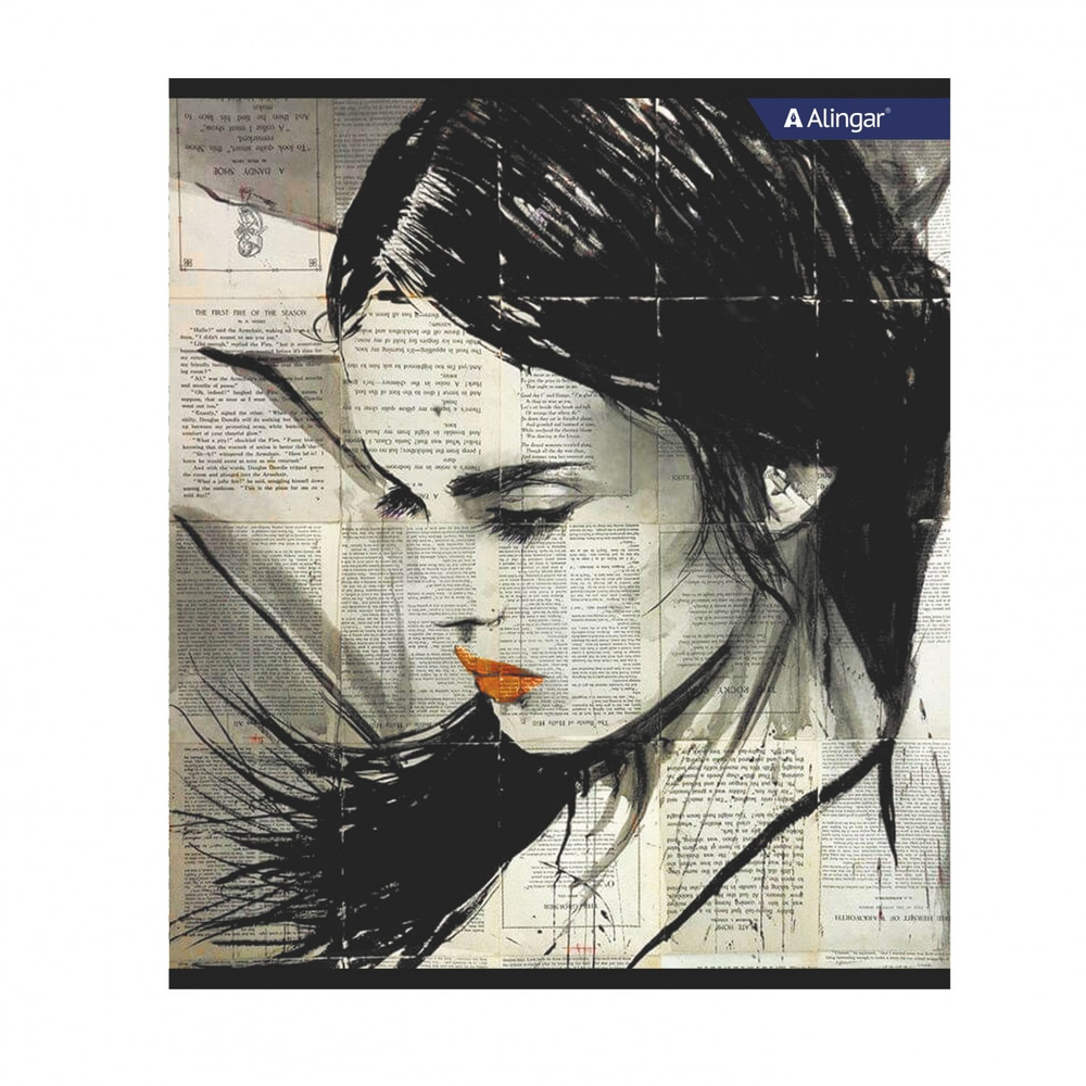 Тетрадь 48л., А5, клетка, Alingar "Girls from newspapers", скрепка, мелованный картон (стандарт), блок офсет, 4 дизайна в пленке т/у