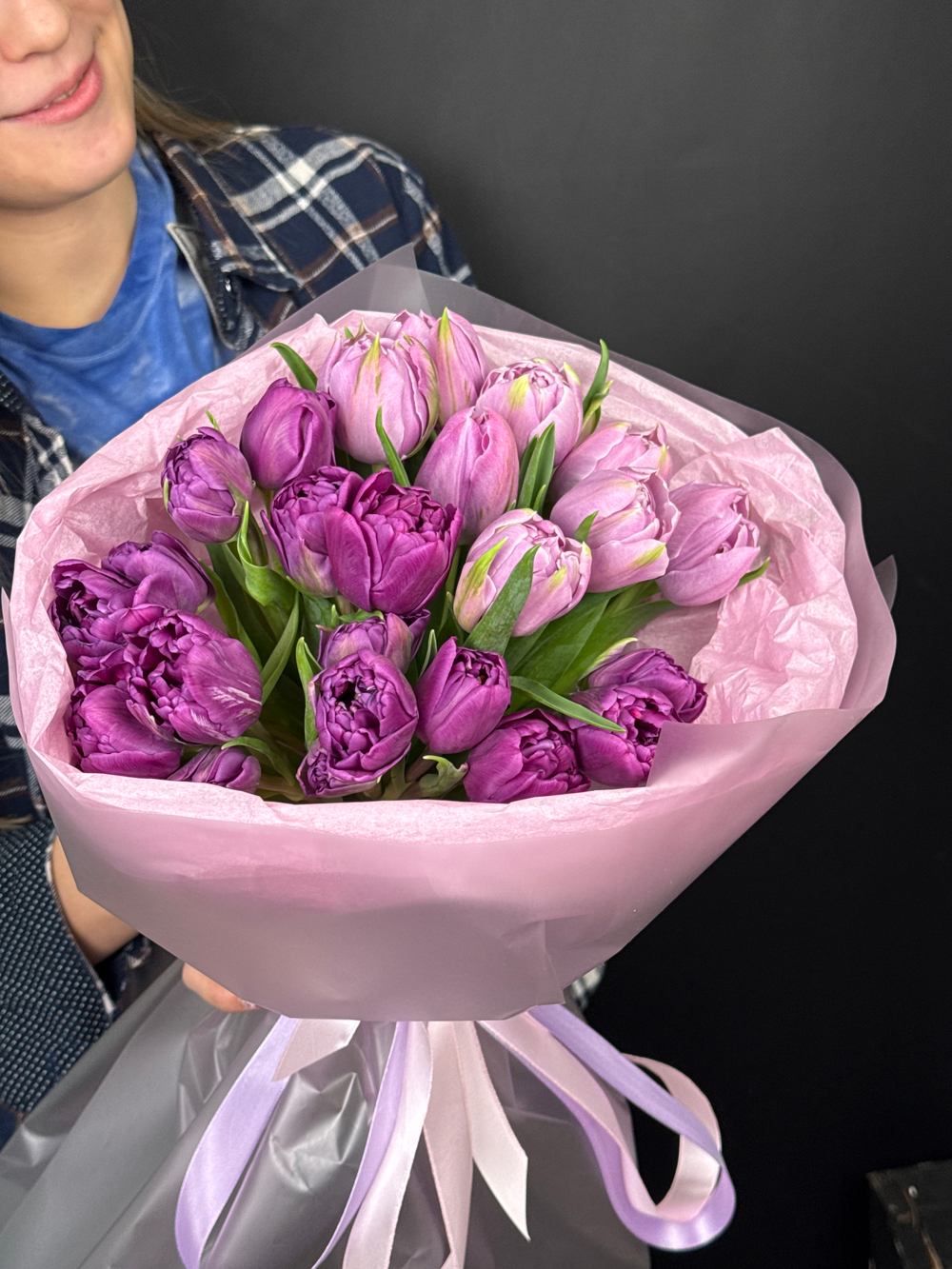 Дуо пионовидных тюльпанов сиреневые и фиолетовые