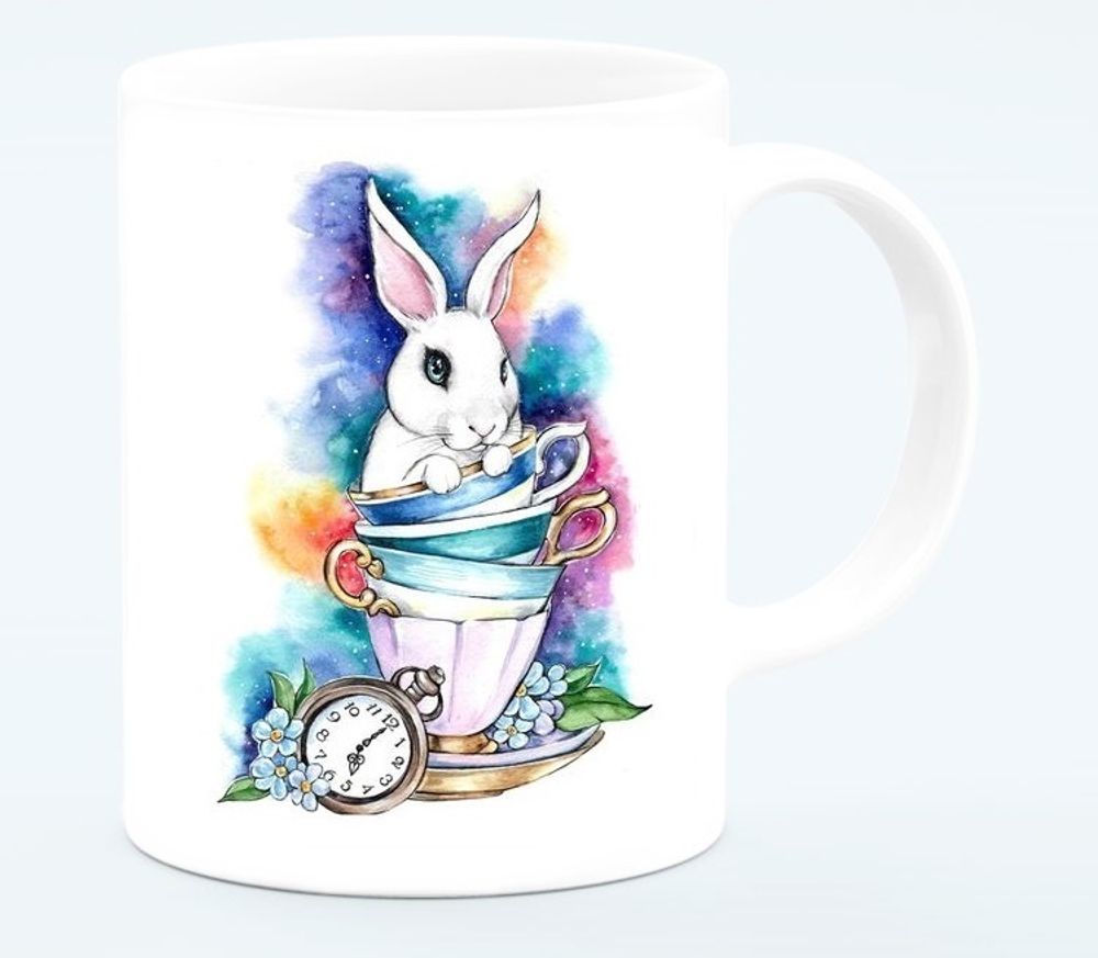 Чашка в подарок &quot;Разноцветный кролик &quot; 300 мл. Керамика