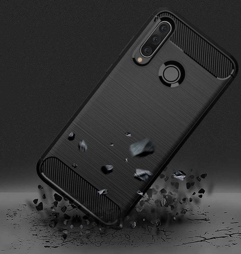 Чехол для Huawei P30 Lite (Nova 4E) цвет Black (черный), серия Carbon от Caseport