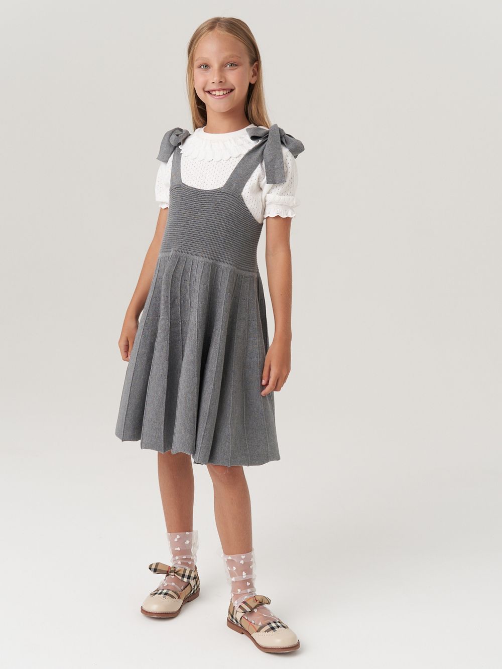 Сарафан школьный для девочки AT972-218 серый