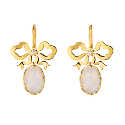 серьги банты с лунным камнем и бриллиантами