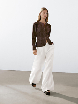 Massimo Dutti Костюмные брюки из 100% льна с защипами, белый