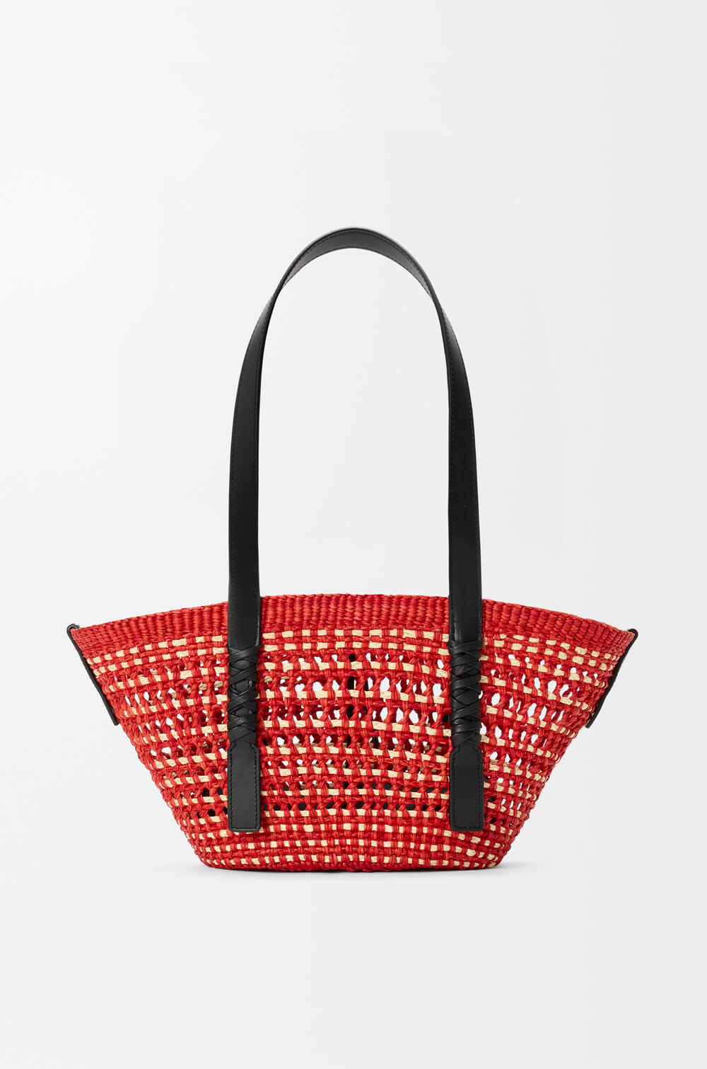 Loewe Небольшая плетеная сумка-корзина Braid из пальмы и телячьей кожи, красный