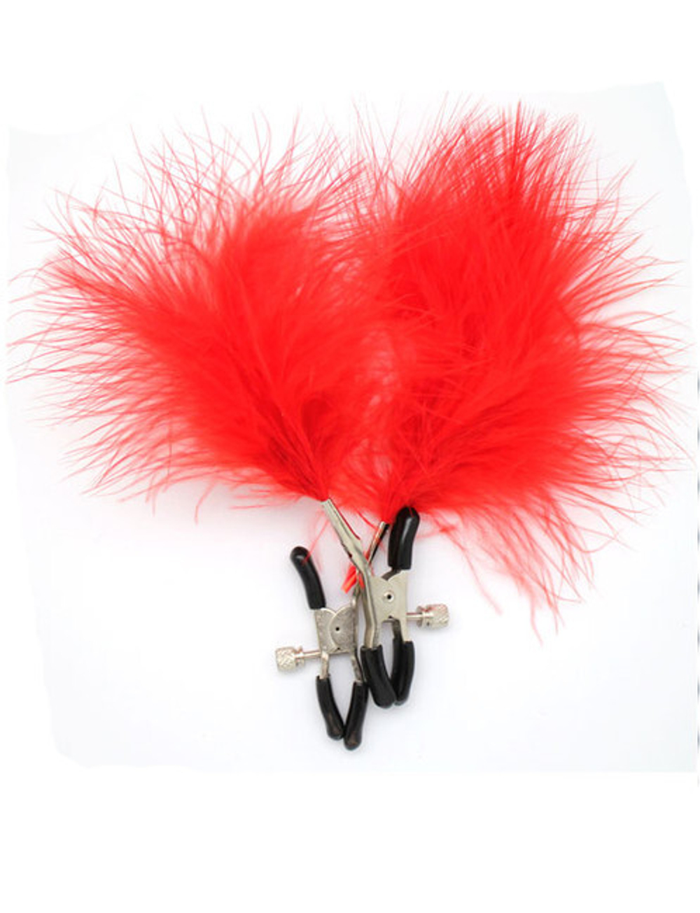 Зажимы для груди с красным пёрышком, регулируемые (Цвет: красный)