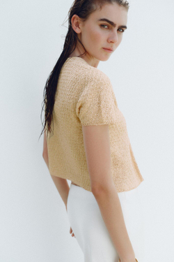 ZARA КАРДИГАН С ПАЙЕТКАМИ, ЦВЕТ СЛИВОЧНОГО МАСЛА