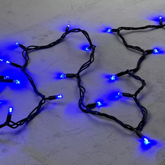 Гирлянда Нить 10 м., синих, 220В, 75 LED, Провод Черный Каучук, IP65, LTC (LL75-1-2B)
