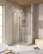 Душевой уголок Cezares Relax 90x90 RELAX-304-R-2-90-C-BORO стекло прозрачное/профиль матовое брашированное золото