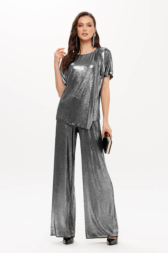 23425 Блузка женская (серебристо-черный)