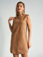 Платье сарафан офисное замшевое А силуэт с лампасами