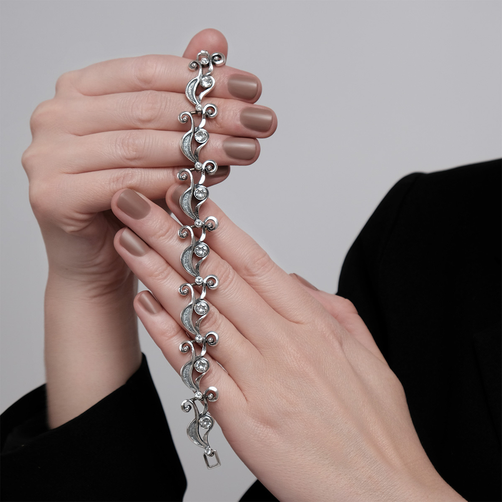 "Трезини" браслет в серебряном покрытии из коллекции "Архитектура" от Jenavi с замком пряжка