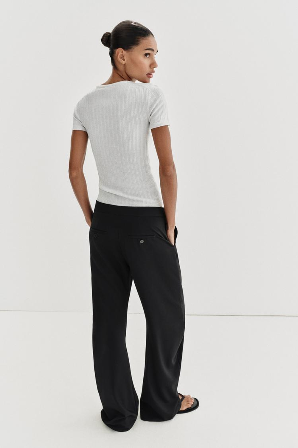 ZARA ТОП В РУБЧИК С БЛЕСТЯЩЕЙ НИТЬЮ, СЕРЕБРИСТЫЙ