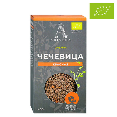 Органическая чечевица красная "Аривера", 400 г