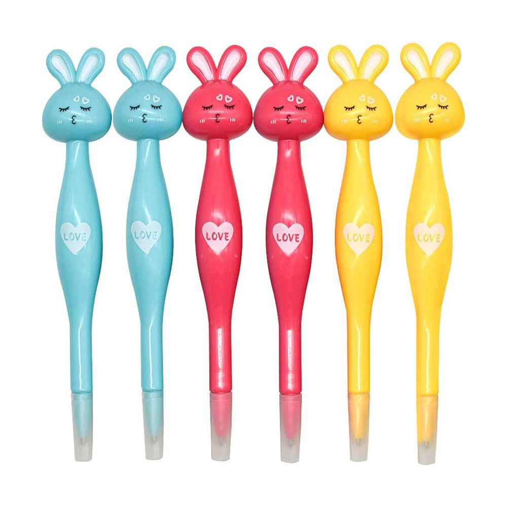 Ручка шариковая, Basir, синие чернила, серия "ЗАЙЧИК", объемный корпус в форме зайчика, 12 шт