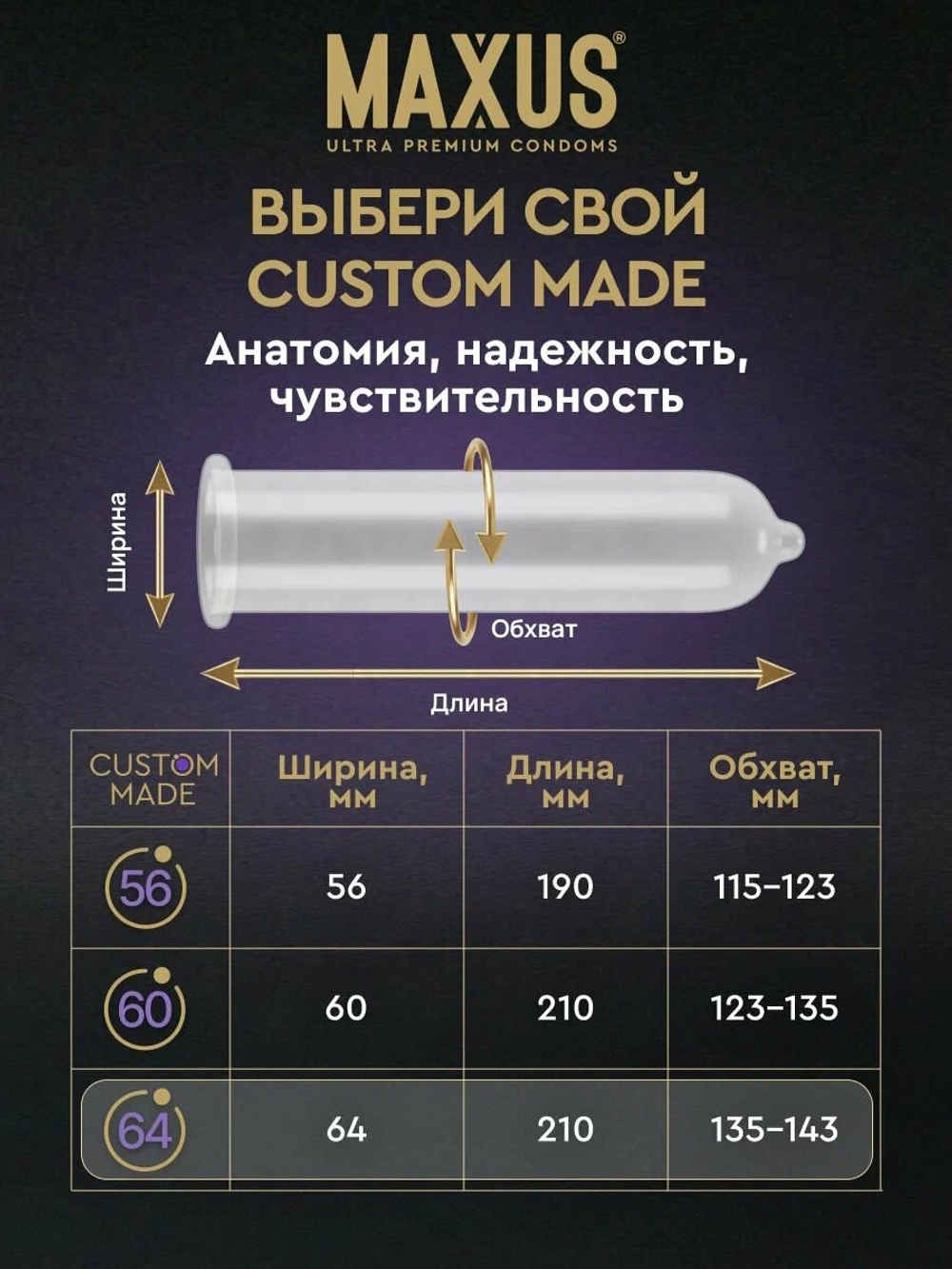 Презервативы MAXUS Custom Made 64 №15 в железном кейсе, увеличенные X-Edition, 15 шт