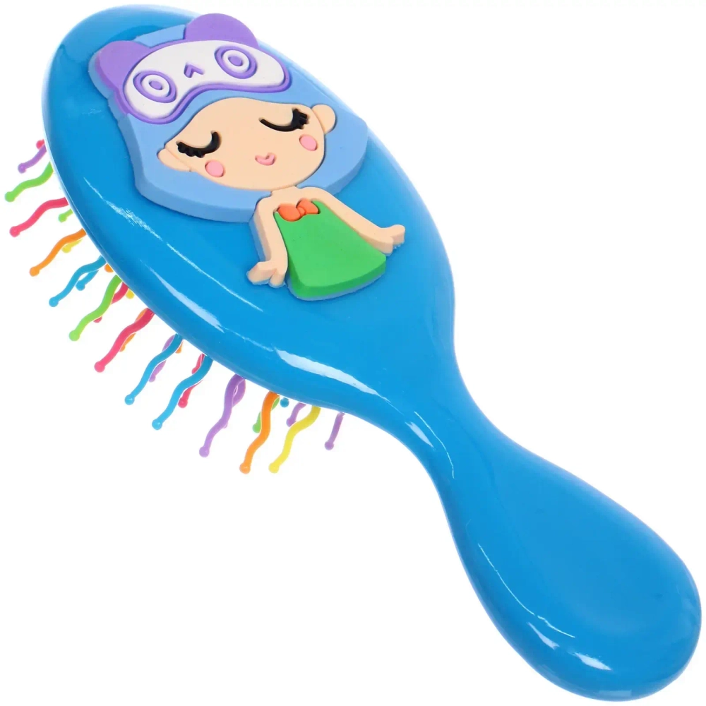 Расчёска массажная детская «Little darling», Яркая Бабочка, цвет голубойй, разноцветные зубчики, 13,8*6см (пакет с подвесом)