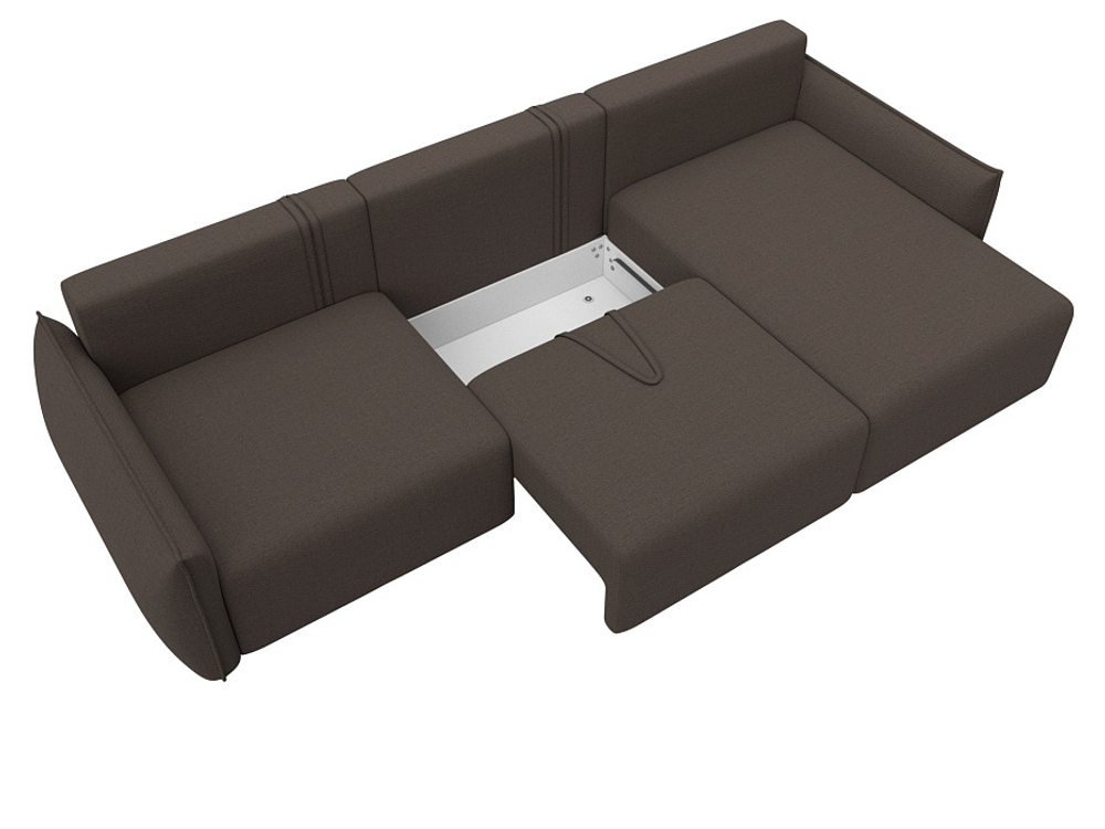 Диван угловой Лига-051 НПБ Лонг угол универсальный РОГОЖКА Амур 05 коричневый