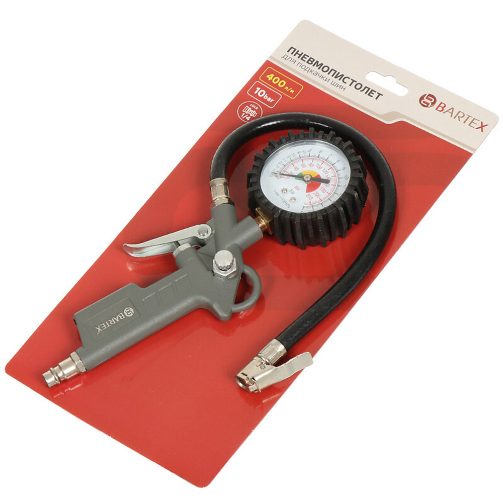 Пневмопистолет для подкач шин, 10 бар, быстросъем, расх возд 400л/мин, Bartex, шт