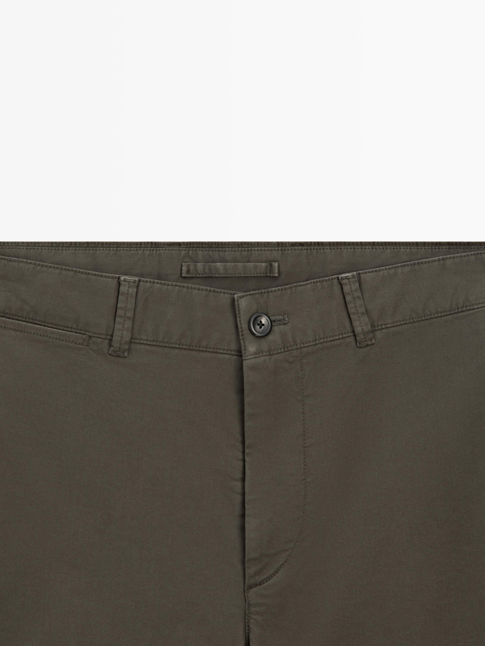 Massimo Dutti Бермуды из смесовой хлопковой ткани с карманом, темно-зеленый