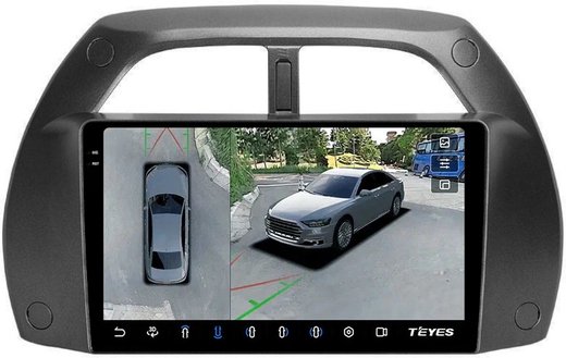 Магнитола для Toyota RAV4 2 2000-2003 - Teyes CC3-2K-360 монитор 9.5" 2K QLED на Android 10, 6Гб+128Гб, CarPlay, 4G SIM-слот, 4 камеры в комплекте