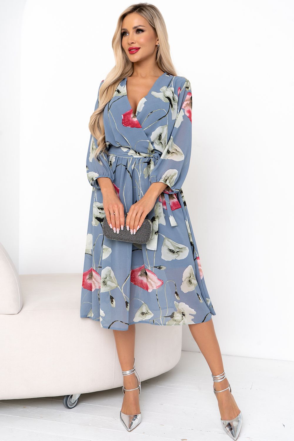 Платье Мила (дымчатый/маки) Р11-1207/3 Nikol (Акция)