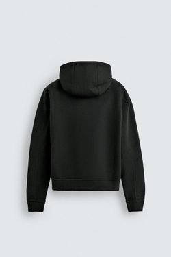 ZARA ФЕТРОВОЕ ХУДИ С КАПЮШОНОМ, ТЕМНО-ЗЕЛЕНЫЙ