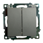Выключатель 2-клавишный (механизм) 250В, 10А, серия Катрин, графит, GLS10-7104-06 49411