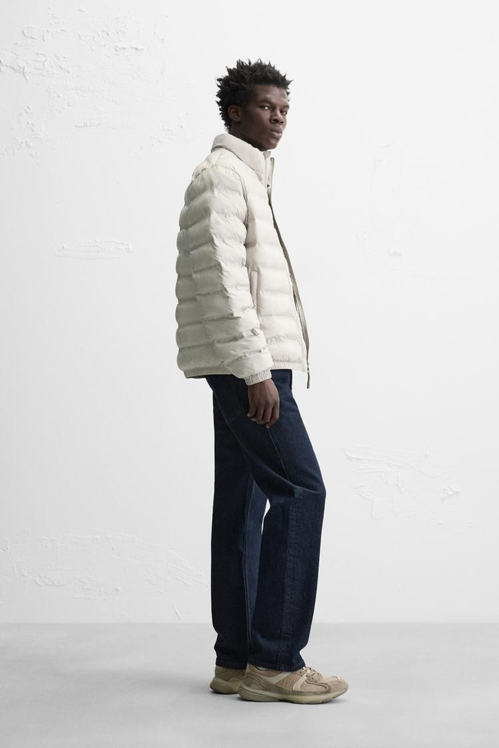 ZARA ЛЕГКАЯ СТЕГАНАЯ КУРТКА WATER REPELLENT, КАМЕННО-СЕРЫЙ